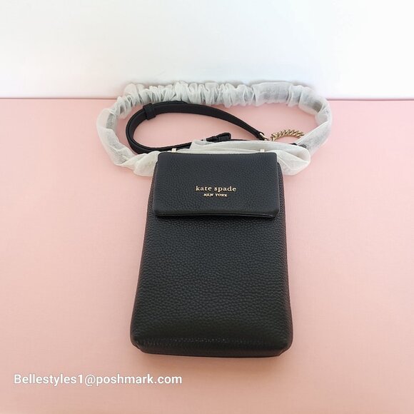 KATE SPADE Bradley North/South Pebbled Leather Phone Crossbody- Black color 🎈⭐ - Picture 5 of 16